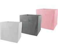 Plain Foldable Non Woven Storage Box Open Storage Shelf Baskets with Handles for Laundry, Bathroom, Office, Closet (Random Colour)