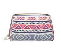 Plain Geometric Floral Pattern Leather Portable Makeup Bag for Cosmetics, Toiletries, and Daily Essentials