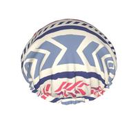Plain geometric floral pattern Printed shower cap, reusable, specially designed for women's long hair, double-layer structure, suitable for bathing.