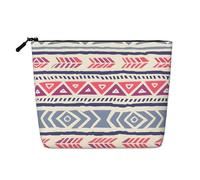 Plain Geometric Floral Pattern Water-Resistant Faux Linen Single-Layer Makeup Bag with Zipper Closure for Your Daily or Travel Needs