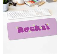 Plain Groovy Font Girl Gaming Desk Mat Retro 70s Typography Mouse Pad Cute Feminine Aesthetic Desk Pad Large Extended Keyboard Mat Non Slip PC Laptop Teen Girl Room Decor Gift