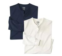 Plain Henley T-Shirt Pack of 2 Atlas for Men Mid Navy M