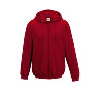 Plain Hooded Full Zip Hoodie Zoodie AWDis Red S