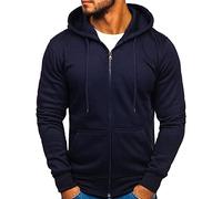 Plain Hoodies Men Branded Comfy Sweatshirt Autumn Jackets Long Sleeve Zipped Jumper Top Sweaters Cardigan with Pockets M-3XL Navy