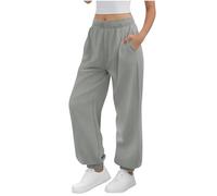 Plain Joggers for Women Lightweight Drawstring Inside Waist Baggy Sweatpants Trousers with Pockets Casual Comfy Autumn Winter Warmth Buttoms Fashionable Workout Hiking Jounge Sweat Pants Gray