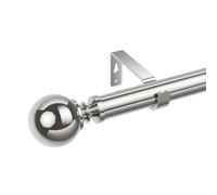 Plain Metal Ball Extendable Curtain Poles for Eyelet Curtain. Adjustable Heavy Duty Curtain Rods. Includes 60mm Ball Finials, Dia 25/28mm Rods, Brackets, Fittings. 70-120cm Chrome