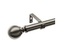 Plain Metal Ball Extendable Curtain Poles for Eyelet Curtain. Adjustable Heavy Duty Curtain Rods. Includes 60mm Ball Finials, Dia 25/28mm Rods, Brackets, Fittings. 210-300cm Black Nickel