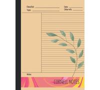 Plain Minimalist Cornell Notes Notebook 150 pages Large: Cornell Note-Taking System with Cue, Note and Summary: Pink yellow marble