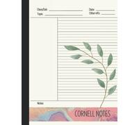 Plain Minimalist Cornell Notes Notebook 150 pages Large: Cornell Note-Taking System with Cue, Note and Summary: Pink marble