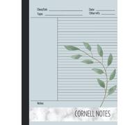 Plain Minimalist Cornell Notes Notebook 150 pages Large: Cornell Note-Taking System with Cue, Note and Summary: gray white marble