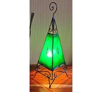 Plain Moroccan Henna Lamp- Pyramid 60CM - Green
