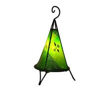 Plain Moroccan Henna Table Lamp- Pyramid Round- Green 38cm - Winter Offer