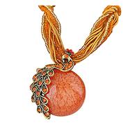 Plain Necklaces for Women Statement Gift Rhinestone Accessories Womens Necklace Pendant Necklaces Pendants 3 Strand Necklace (Orange, One Size)
