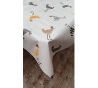 Plain Off White Yellow Chickens PVC Plastic Table Cloth Grey Natural Beige Chickens Gingham Check Polka Dots Oil Vinyl Party Table Cloth Cover Protector (190cm x 140cm Rectangle 75" x 54" inches)