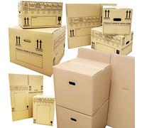Plain or Printed STRONG Corrugated Cardboard Boxes Packing House Moving Cartons Multi Use XL, L & M (21" x 21" x 16", Room List Printed With Handles, 20)