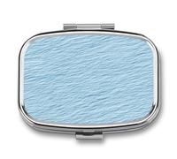 Plain Pastel Blue Paper Texture Pill Box 2 Compartment Portable Medicine Pill Case Travel Pill Organizer for Pocket Purse