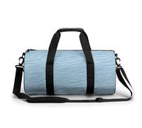 Plain Pastel Blue Paper Texture Travel Gym Bag for Women Men Cylindrical Duffle Bag Sport Workout Bag with Shoulder Strap