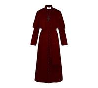 Plain Pastor for Men Halloween Priest Robe Medieval Cosplay Outfit Long Sleeve Outerwear with Historical Role Play Ensemble Versatile Jacket for Events Parties (S)