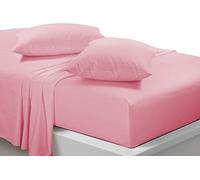 Plain Pillowcases Pack of 2 Pink Polycotton Pillow Covers Pair with Envelope Closure Easy Care Soft 132 Thread Count, 50 x 75 cm