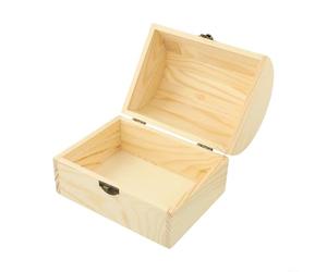 Plain Pine Wooden Arched Hinged Box for Craft Projects Storage Keepsakes Wedding Favors or Memory Box Making (L)