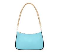 Plain Powder Blue Solid Color Ladies Shoulder Bag Floral for Women Retro Formal Purse Hobo Chain Strap Zipper Phone Purse Cute