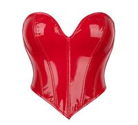 Plain PU Leather Bustier Crop Top Sexy Lace Up Corset for Women Slimming Body Sleeveless Belly Hide Women, red, XL
