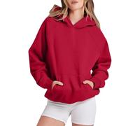 Plain Pullover Hoody Hooded Top Hoodie for Mens and Ladies Hooded Sweatshirts Women's Hoodies Oversized Lightweight Long Sleeve Sweatshirt Lady Casual Trendy Pullover Tops Fall Coats (03 Red, L)
