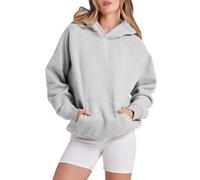 Plain Pullover Hoody Hooded Top Hoodie for Mens and Ladies Hooded Sweatshirts Women's Hoodies Oversized Lightweight Long Sleeve Sweatshirt Lady Casual Trendy Pullover Tops Fall Coats (02 Grey, S)