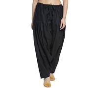 Plain Punjabi Semi Patiala Salwar Cotton Pants Trouser for Women with Adjustable Drawstring Solid Bottom Wear Black