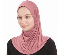 Plain Ready To Wear Amira Hijab for Women - Muslim Instant Amira Jersey Scarf - Soft Muslim One Piece Instant Hijab Headscarf - Soft Pink