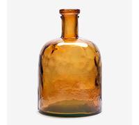 Plain Recycled Glass Wide Bottle Handmade Mediterranean Style Glass Carafe for Home Decor, Vase, Flower Vase (Amber)