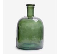 Plain Recycled Glass Wide Bottle Handmade Mediterranean Style Glass Carafe for Home Decor, Vase, Flower Vase (Olive Green)