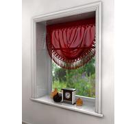 PLAIN RED SWAG LUXURY MACRAME PELMET SWAG MACRAME FRINGE TASSEL VALANCE DRAPES VOILE NET WINDOW DECOR