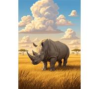 Plain Rhinoceros 70 Piece Jigsaw Puzzles for Adults, Colourful, Challenging & Brainteasing Adult puzzles 70 Pieces Animal, Fun jigsaws for The Whole Family 14x10 inch