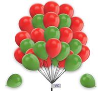 Plain Round 5 Inch Red & Green Balloons for Birthday Decorations - Pack of 25 Latex for Kids Party, Baby Shower, Engagement, Wedding Decorations