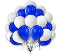 Plain Round Balloon 10 Inch Blue White Balloons for Birthday Decorations Pack of 25 Latex Balloons for Kids Party Baby Shower Decorations Engagement Wedding Party