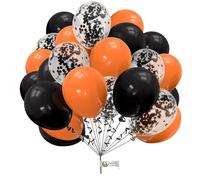 Plain Round Balloons - 10 Inch Black, Orange & Black Confetti for Birthday, Engagement & Wedding Parties - Pack of 30 Latex Balloons