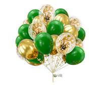 Plain Round Balloons - 10 Inch Green & Gold Confetti for Birthday, Engagement & Wedding Parties - Pack of 30 Latex Balloons