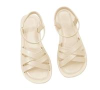 Plain Sandals for Women Clearance UK Leather Strappy Dressy Summer Retro Comfortable Casual Elastic Ankle Strap Sandals Non Slip Shoes Beach Holiday Outdoor Trendy Ladies Footwear
