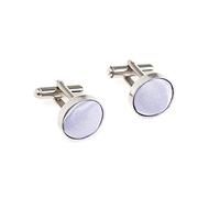 Plain Satin Solid Colour Classic Silver Metal Cufflinks (Lilac)