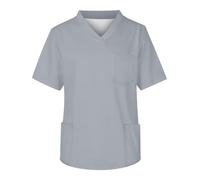 Plain Scrubs Tunic Casual Uniform Carers Uniform Tunic Tunic Uniform Black Classic Solid Colorv Neck Short Sleeve Scrub Tops with 3 Pockets Men Nurse Uniform (Gray, M)
