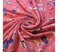 Plain Scuba/Crepe Jersey Stretch Spandex Dress Fabric Material 58" Wide (Pink Penguin & Rabbit)