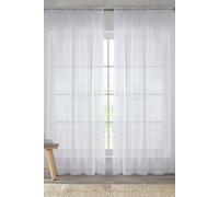 Sheer Plain Woven Voile Slot Top Curtain Panel Pair Enhanced Living White 145cm width x 206cm drop