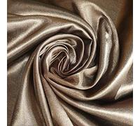Plain Silky Satin Fabric 50+ Colours Wedding Crepe Back Material 58" (Pre Cut 1 Meter) (Brown)