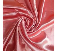 Plain Silky Satin Fabric 50+ Colours Wedding Crepe Back Material 58" (Pre Cut 1 Meter) (Coral)