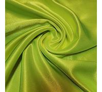 Plain Silky Satin Fabric 50+ Colours Wedding Crepe Back Material 58" (Pre Cut 1 Meter) (Flo Lemon Lime)