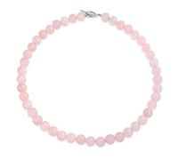 Plain Simple Classic Western Jewelry Pale Pink Rose Quartz Round 10MM Bead Strand Collarbone Necklace For Women Silver Plated Clasp 17 Inch