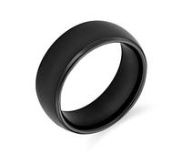 Plain Simple Dome Black Couples Wedding Band Tungsten Ring for Men for Women Comfort Fit 4MM ring_size: P