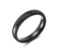 Plain Simple Dome Black Couples Wedding Band Tungsten Ring for Men for Women Comfort Fit 4MM ring_size: M