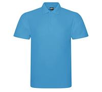 Plain Simple Pro Polo Shirt Short Sleeve Casual Ribbed Collar Workwear Uniform Golf Players Top Casual Festive Xmas Birthday Gift 220gsm Polo Top (Turquoise, S)